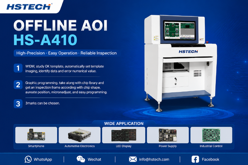 Blog perusahaan terbaru tentang HSTECH Merilis Dokumen Spesifikasi Lembar Data Lengkap untuk A410 Economical Offline AOI dengan Tabel Parameter Standar