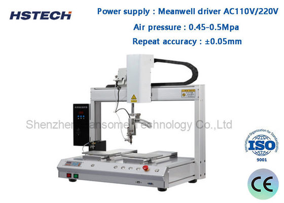Harga yang bagus Satu Kepala Double Platform Kontrol Suhu 5Axis Automatic Soldering Robot on line