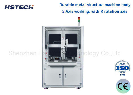 Harga yang bagus 5 Axis Double Platform Robot Soldering Otomatis berdiri di lantai untuk Pcb Soldering on line