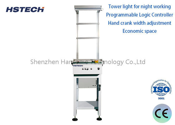 Harga yang bagus Peralatan Penanganan PCB Meja ESD 1500mm Panjang SMT Linking Conveyor Dengan Tower Light on line