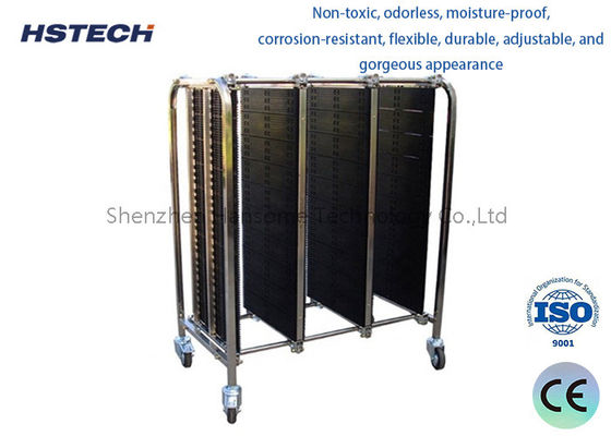 Harga yang bagus Pengaturan stainless steel Trolley Anti-statis PCB Turnover Car Untuk SMT ESD PCBS on line