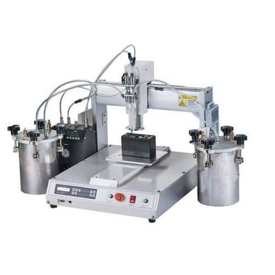 Harga yang bagus Mesin Dispensing Lem Screen PLC dengan 4 Stasiun Rotary dan ±0.02mm Pengulangan Akurasi untuk LED Bulb Glue Dispensing on line
