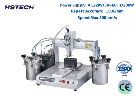 Harga yang bagus Dispenser Lem Otomatis LED Bohlam dengan Kontrol Layar Teks Stasiun Kerja Rotary 4 dengan Akurasi Berulang ±0.02mm on line