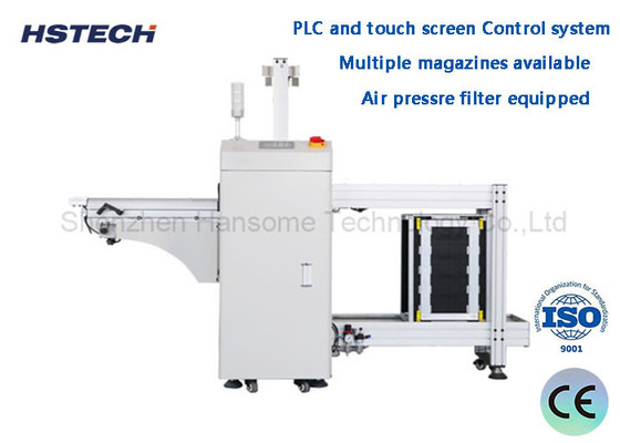 Harga yang bagus PLC Dan Sistem Kontrol Layar Sentuh Struktur Desain awet Otomatis PCB Unloader Beberapa Magasin Tersedia on line