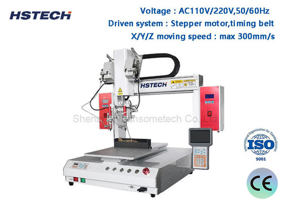 Harga yang bagus Peralatan Soldering Otomatis Dual Head 400mm Moving Range Timing Belt Single Platform HS-S441S on line