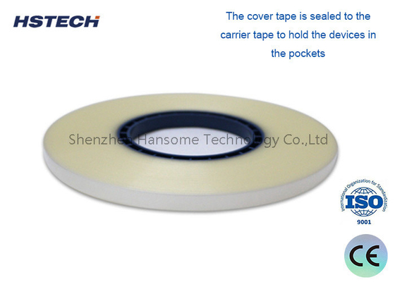 Harga yang bagus Bahan PET Panas Penutup Transparan, Tekanan Penutup 0,2Mpa, Lebar 9,3mm SMD Component Counter Cover Tape on line