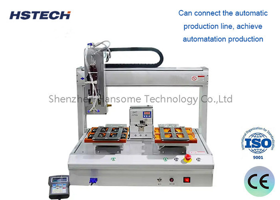Harga yang bagus 4 Axis Double Platform Automatic Soldering Robot Dengan Parameter Soldering yang Dapat Diprogram on line