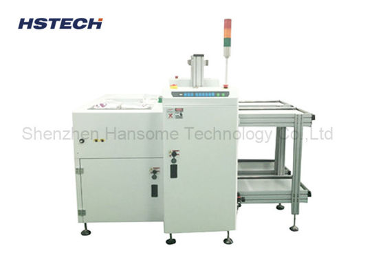 Harga yang bagus PCL dan layar sentuh dikendalikan PCB unloader dengan komunikasi sinyal SMEMA dan masing-masing memegang 2 majalah untuk jalur produksi SMT on line