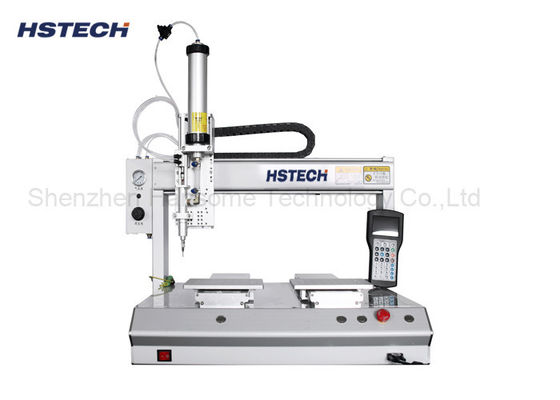 Harga yang bagus Double Platform 4 Axis Desktop Glue Dispensing Machine Stepper Motor 300mm/s on line